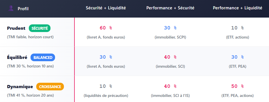 tableau triangle de l'investissement